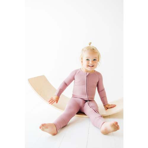Mauve Ribbed Zip Romper