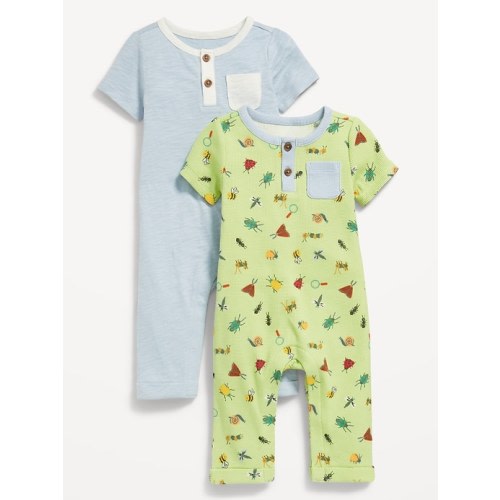 Short-Sleeve Henley Pocket One-Piece 2-Pack for Baby