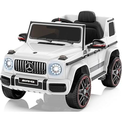 ANPABO Licensed Mercedes-Benz G63 Car for Kids, 12V Ride on Car w/Parent Remote Control, LED Headlights, Music Player & Horn, Soft Start, Low Battery Prompt, Kids Electric Vehicle, White