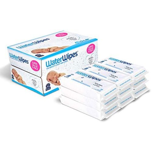 Baby Wipes, WaterWipes Sensitive Baby Diaper Wipes, 99.9% Water, Unscented & Hypoallergenic, for Newborn Skin, 9 Packs (540 Count)