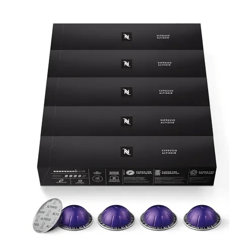 Nespresso Capsules Vertuo, Altissio, Medium Roast Espresso Coffee, 50 Count Espresso Pods, Brews 1.35oz.