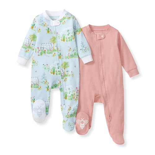 Burt's Bees Baby Girls' Organic Cotton Sleep and Play Footed Pajamas