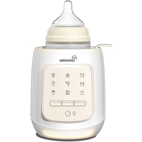 GROWNSY Bottle Warmer, 9-in-1 Water Bath Nutri Baby Bottle Warmer, Fast & Easy Milk Warmer for Breastmilk& Formula, Warms Baby Milk to Body Temp and Maintain Nutrients - Beige