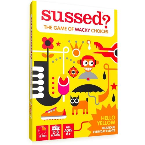 SUSSED The Wacky ‘What Would You Do?’ Social Card Game - Stocking Stuffer, Birthday Present & Fun Christmas Game - Ages 6 and Up, 2-8 Players - Yellow Deck