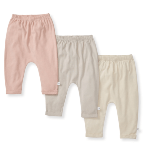 Solid Organic Cotton Baby Pants 3 Pack Pink Sand (0-3m)