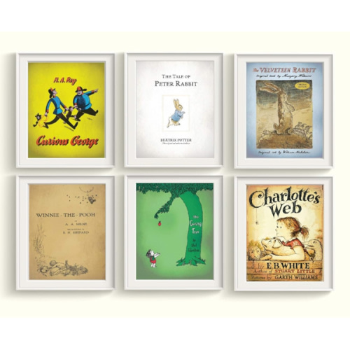 Classic Storybook Art Qty 6 UNFRAMED Nursery Wall Decor Bedroom Wall