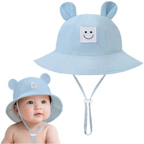 Baby Bucket hat Cute Infant Bear Sun Hat 3-12 Months UPF 50+ Sun Protection Summer Girls Boys Hats