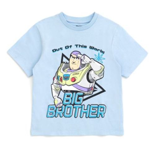 Disney Toy Story Buzz Lightyear Toddler Boys Matching Family Drop Shoulder T-Shirt Light Blue Big Brother 2T