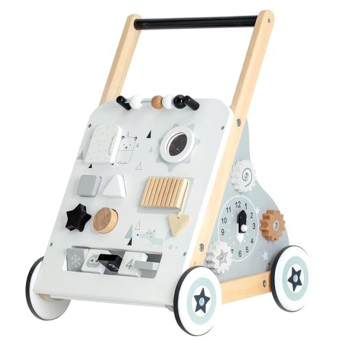 Wooden Baby Walker, Baby Push Walkers for Baby Boys and Girls Baby Activity Center Toddler Montessori Toys for 1+ Year Old Kids Multi-Activity Learning Walker