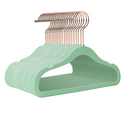 Ulimart Baby Hangers Velvet 50 Pack-11.4 Inch,Baby Clothes Hangers Non Slip, Baby Hangers for Closet,Durable Infant/Toddler Hangers Green Hangers