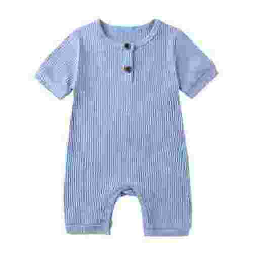 AherBiu Baby Girls Boys Rompers Short Sleeve Newborn Infant Ribbed Button Crewneck Summer Short Jumpsuits Overalls