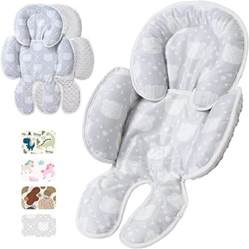Baby Car seat Head Support, 2-in-1 Infant Car Seat Insert for Newborn Girls Boys Extra Soft Baby Support Pillow Cushion for Carseats, Strollers, Swings and Bouncers