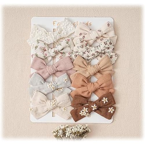 Hair Bows Clips for Girls,10 Pack Handmade Hair Accessories Barrettes Alligator Clips for Baby Toddler Infant School Gifts