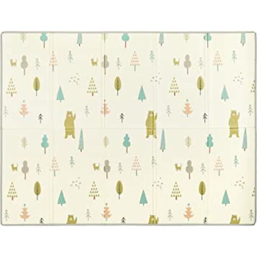 Dream On Me Play Time Reversible Baby Play Mat Foldable Extra Large Thick Foam Crawling Playmats for Toddlers Waterproof Portable Playmat Yoga/Picnic/Game Mat Indoor/Outdoor, Cloud and Jungle Bear