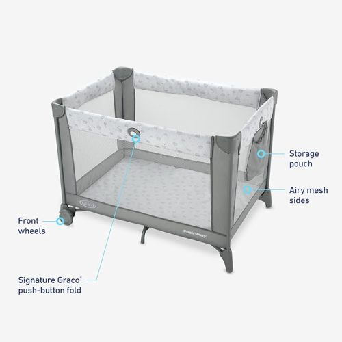 Graco Pack n Play Portable Playard, Reign with Compact Fold and Mesh Storage