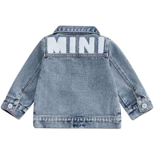 BemeyourBBs Toddler Baby Boy Girl Jeans Jacket Embroidery Button Top Long Sleeve Denim Coat Outerwear Fall Spring Clothes