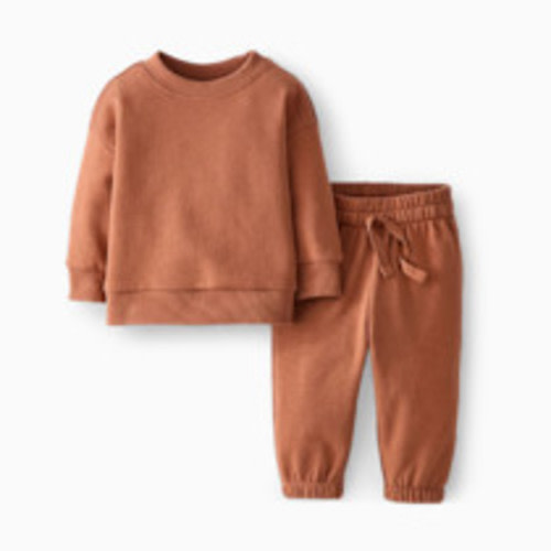 Hanna Andersson Baby French Terry Sweatsuit Set - Russet, 3-6 M