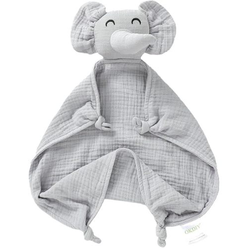 Organic Elephant Loveys for Babies,Muslin Baby Security Blankets for Babies,Soft Elephant Baby Stuffed Animals for Newborn,Baby Snuggle Toy,Baby Gift for Boys and Girls (Grey)