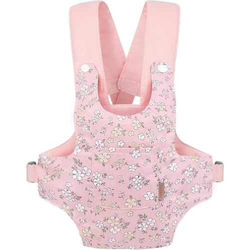 GAGAKU Baby Doll Carrier for Toddler Toy Baby Carrier for Dolls Accessories Doll Carrier for Little Girls - Pink (Pear Flowers)