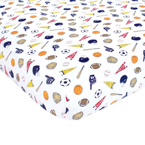 Hudson Baby Unisex Baby Cotton Fitted Crib Sheet, Sports Fan, One Size