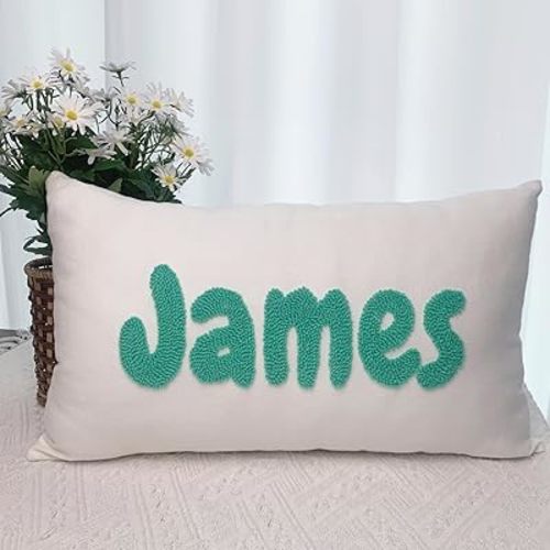 Custom Lumbar Pillow with Name Personalized Embroidered Names Throw Pillows Customized Monogrammed 20''x12'' Pillow Covers Gifts for Birthday Anniversary Dad