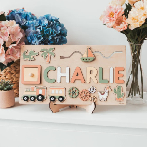 A personalized puzzle and busy board