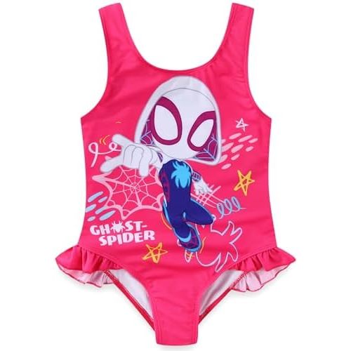Marvel Spider-Gwen Ghost Spider Girls Swimsuit UPF 50+ One Piece Bathing Suit for Toddler and Big Kids