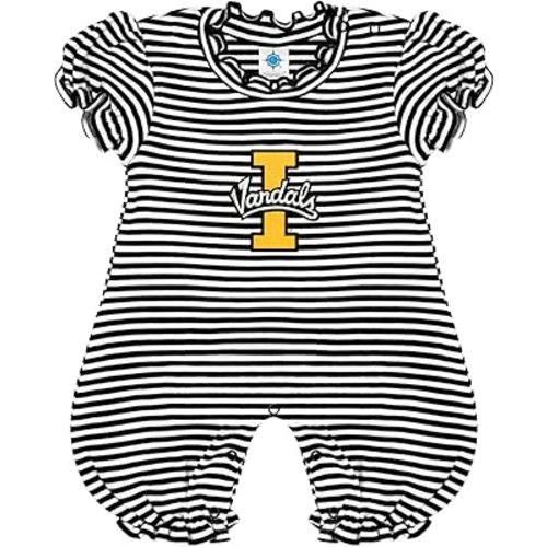 Creative Knitwear College Baby Striped Puff Sleeve Romper - Team Logo, Many Colors, for Girls (Newborn-12 Months)