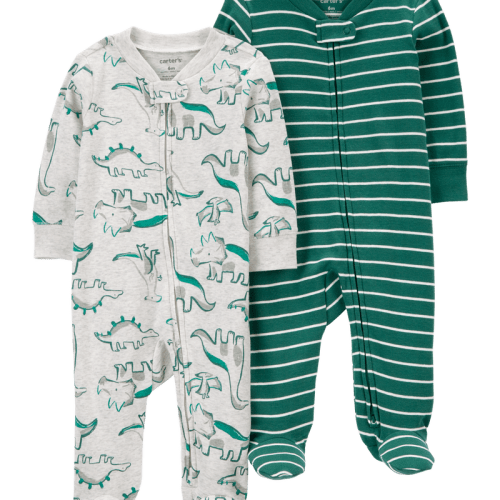 Green/Grey Baby 2-Pack 2-Way Zip Sleepers | Carter’s Oshkosh Canada