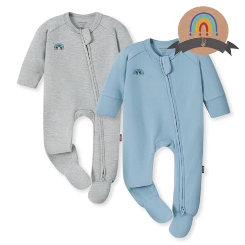 Momcozy Boy Girl Baby Pajamas Onesie, 0-24 M Temp-Sensing 2-Way Zipper Cotton & Viscose Derived from Bamboo Newborn Sleepers