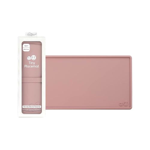 ezpz Tiny Placemat (Blush) - 6 Months+ - Non-Slip, 100% Silicone Placemat for Infants and Toddlers - Fits on Most Highchair Trays - Rolls-Up - Baby Led Weaning Supplies