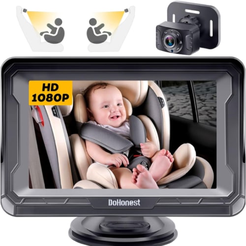 DoHonest Baby Car Camera HD 1080P - Rear-Facing Car Baby Monitor with Night Vision, Adjustable View Angle, Easy Setup, Anti-Glare Display, Safety for Kids & Infants