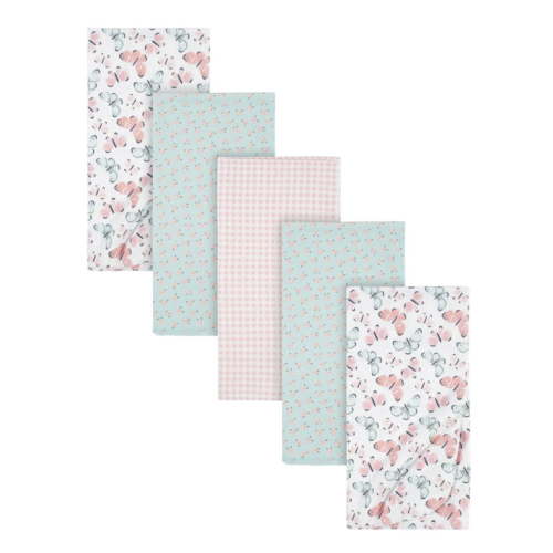 Gerber Baby Girls 100% Cotton Flannel Receiving Blankets, 5-Pack