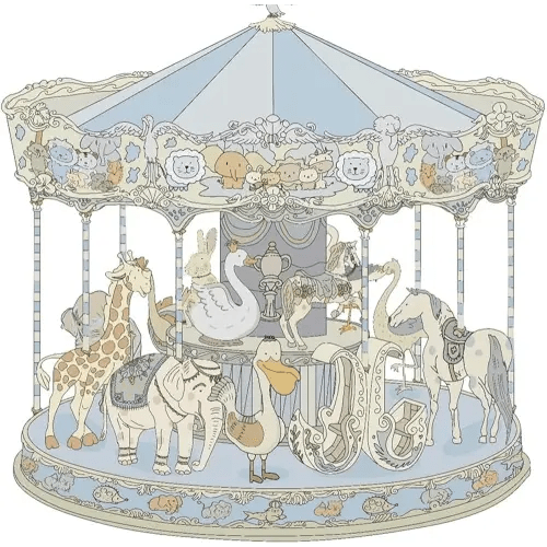 New Carousel Swaddles Soft Baby Muslin Swaddle Blanket (Carousel Blue)