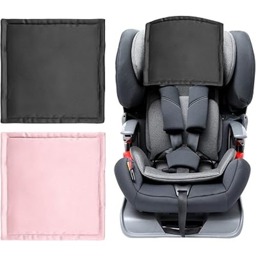Silky Head Carseat Cover for Baby Satin Car Seat Head Cover Silk Feeling for Babies Headrest Protector for Girls Infant Sleeping Hair Protection 2pcs Pink and Black