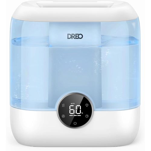 DREO 6L Top Fill Humidifiers for Bedroom, 60H Runtime 28 dB Quiet Supersized Cool Mist Air Humidifiers for Large Room, Baby Nursery, Plant, Indoor, Night Light, Easy to Clean, Precise Humidity Control