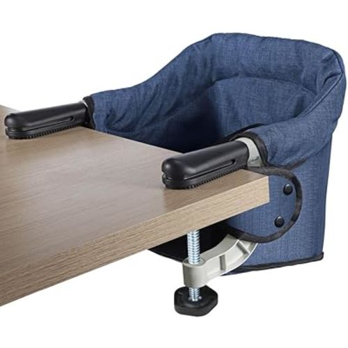 Fast Table Chair Hook on High Chair Clip on Table Clamping Chair High Load Fold-Flat Storage Tight Fixing Feeding Seat Attach to Table Ideal Folding Chair for Travel (Navy)
