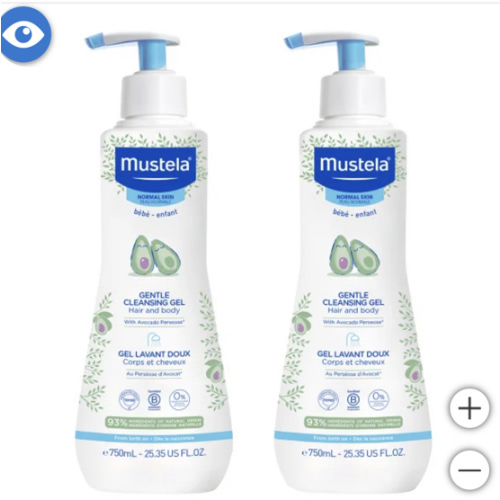 Mustela Baby Gentle Cleansing Gel - Baby Hair & Body Wash Tear-Free Formula, 25.35 fl oz, 2-pack