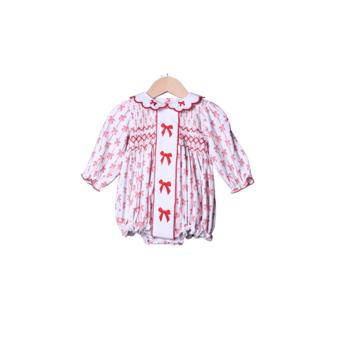 Smocked Red Bow Bubble