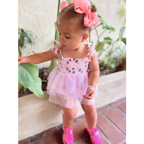Muslin Tutu Bubble, Pink Red, White & Blue Popsicle