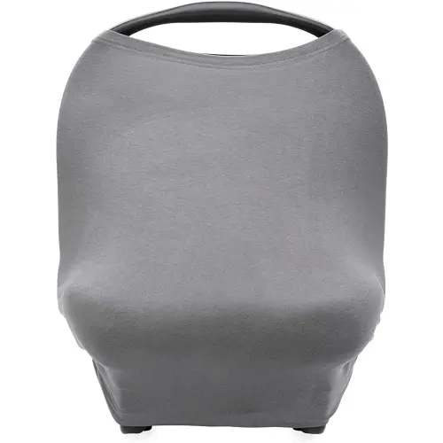 Parker Baby 4 in 1 Car Seat Cover for Girls and Boys - Stretchy Carseat Canopy, Nursing Cover, Grocery Cart Cover, High Chair Cover - Gray