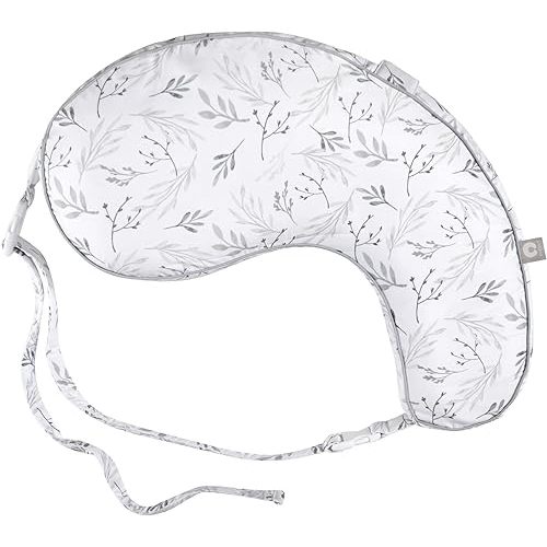 Boppy Uplift Nursing Pillow, Gray Gentle Leaves, Designed to Help Reduce Reflux Symptoms for Breastfeeding, Bottle Feeding or Combo-Feeding; Plus-Sized, Comfortably Contoured Feeding Pillow