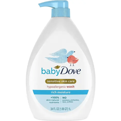 Baby Dove Sensitive Skin Care Baby Wash Rich Moisture For Baby Bath Time Tear-Free and Hypoallergenic 34 oz