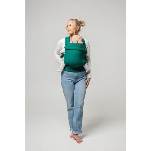 Mabē Monarch Ergonomic Baby Carrier – Premium Cotton Soft Structured Newborn to Toddler Carrier with Hip-Healthy Design, 3 Carry Positions (7-35lbs), Lightweight & Breathable, (Evergreen)