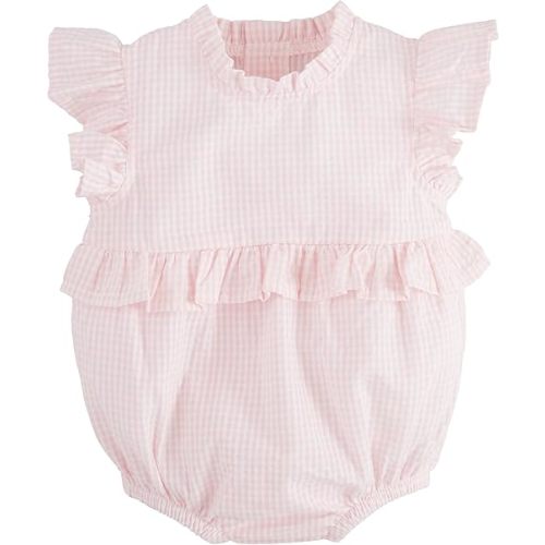 Mud Pie Baby Girls Children's Pink Check Ruffle Bubble