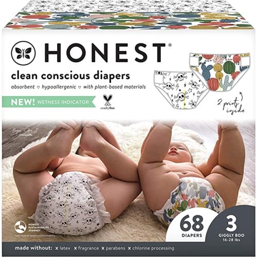 The Honest Company Clean Conscious Diapers, Cactus Cuties + Skulls, Size 3, 68 Count Club Box - Snow Much Fun + Sled Up