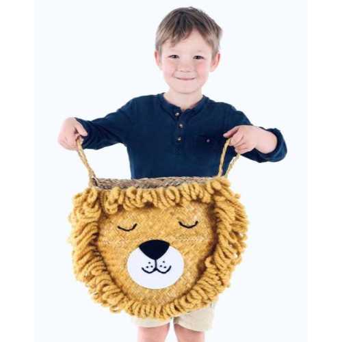 Yellow Lion Toy Basket for nursery organisation, Vintage Circus and Safari Theme Storgae Bin