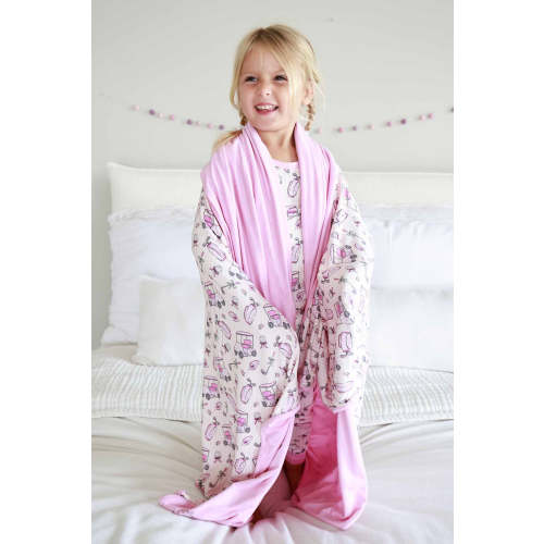 Double Sided Bamboo Kids Blanket in Caddie Crew Pink | Caden Lane