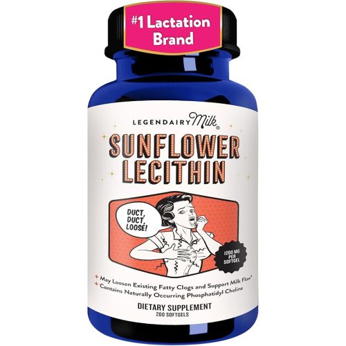 Legendairy Milk Sunflower Lecithin 1200mg, Lactation Support, Sunflower Lecithin Supplement for Clogged Milk Ducts, Made in USA, 200 Softgels