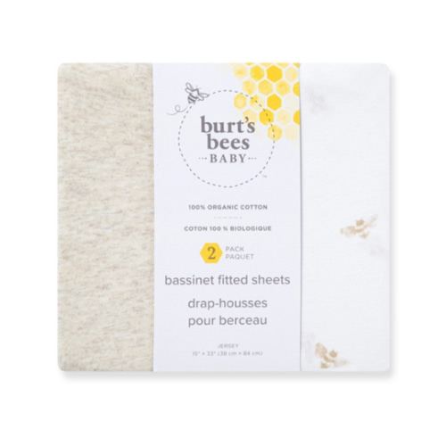 Golden Bee Organic Cotton Fitted Bassinet Sheet 2 Pack